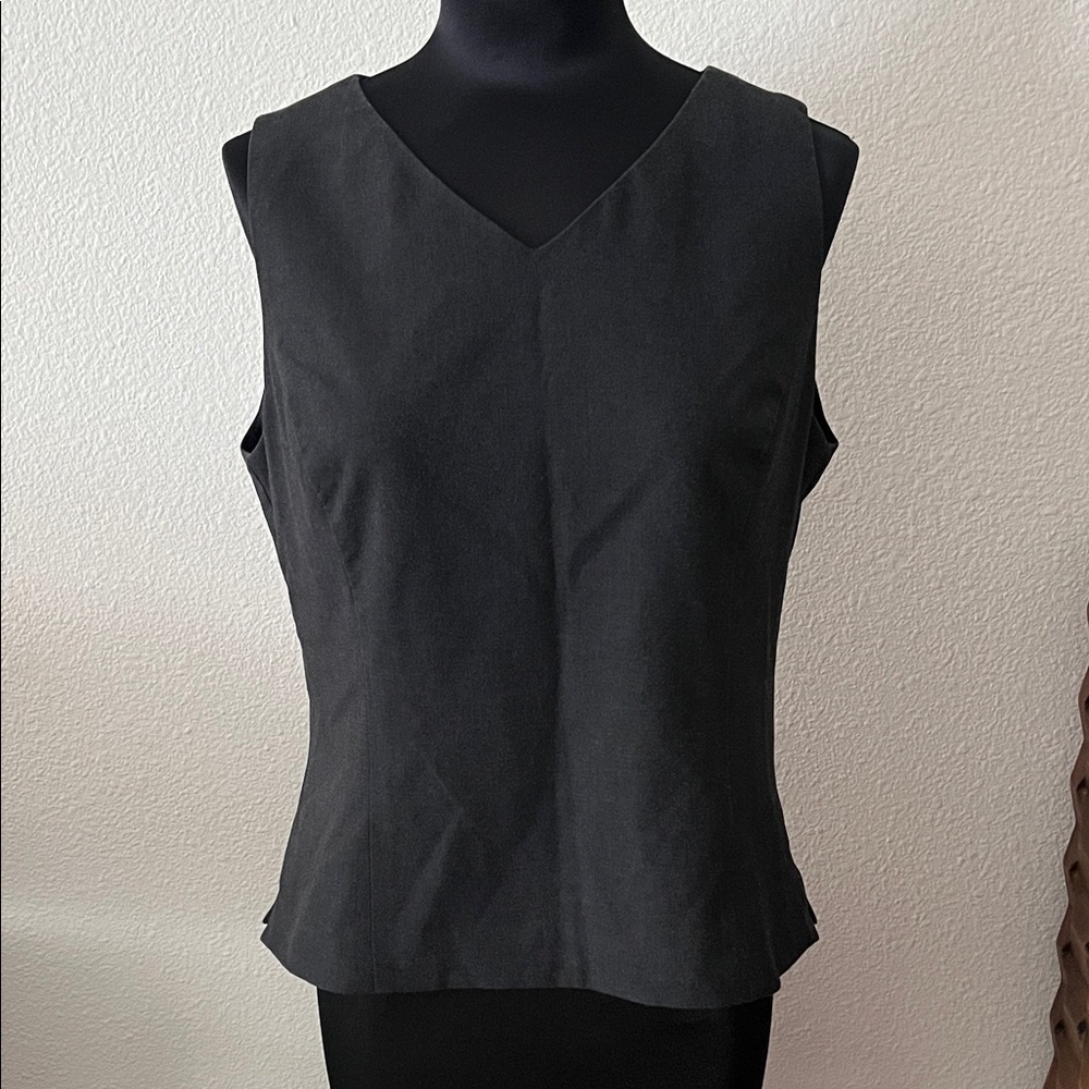 Kasper charcoal gray sleeveless shell blouse tank with side zipper sz 10
